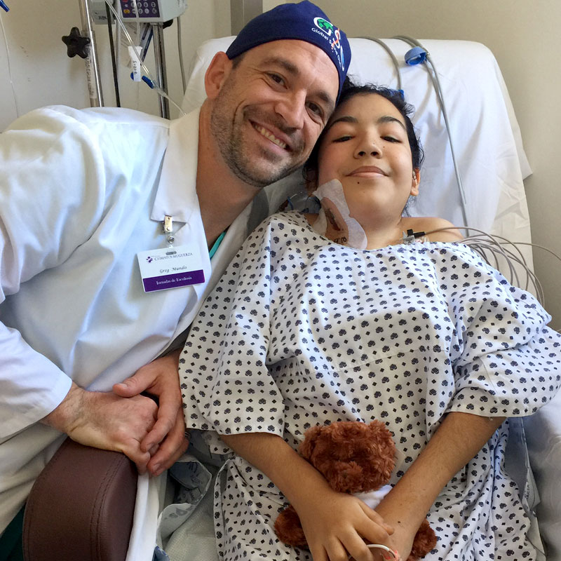 Dr. Greg Mundis and Monica one day after surgery